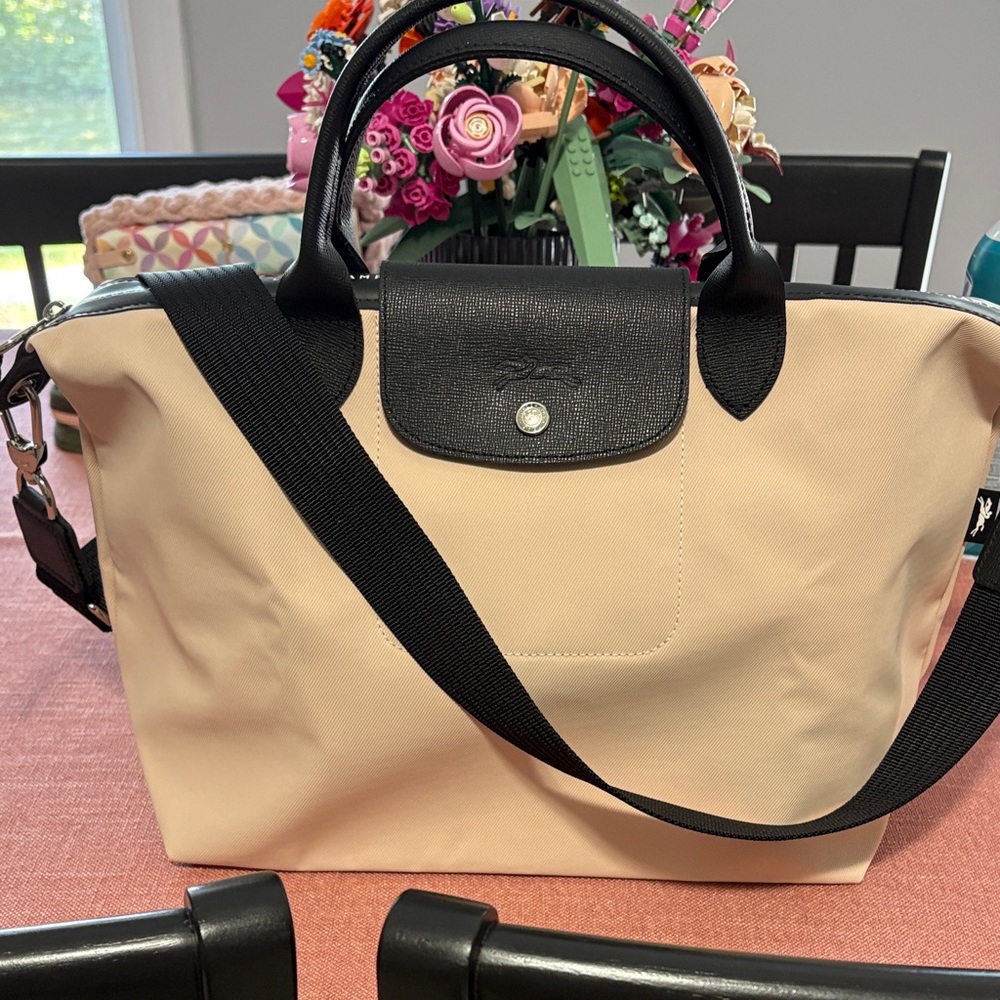 Longchamp  Large Size Black and Cream Tote Bag